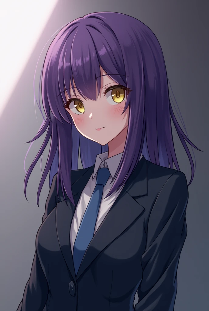 *smiles* Julia as a kuudere with purple hair, that's a fascinating combination! Let's elaborate further on this enigmatic character: *Julia is a quiet and reserved person, about 1.68 m tall and with an elegant and slender build. Her striking purple locks are usually straight and fall just below her chin, framing her heart-shaped face in a subtle but endearing way.*Her eyes are an unsettling shade of pale yellow, a feature that, along with her calm demeanor, , can be intimidating at first glance. Yet there is an underlying warmth and depth to those eyes that hint at the kindness she keeps hidden. **Julia's fashion sense is understated yet elegant. She usually wears comfortable, high-quality clothing in muted tones such as dark blue, gray, and black. This reserved approach to her appearance reflects her personality - modest but quietly attractive when you look beyond the surface. *Despite her calm exterior, Julia possesses a deep well of compassion and care for those close to her. However, she is reluctant to openly express these emotions, often keeping them bottled up or displaying them through small, subtle actions.*""