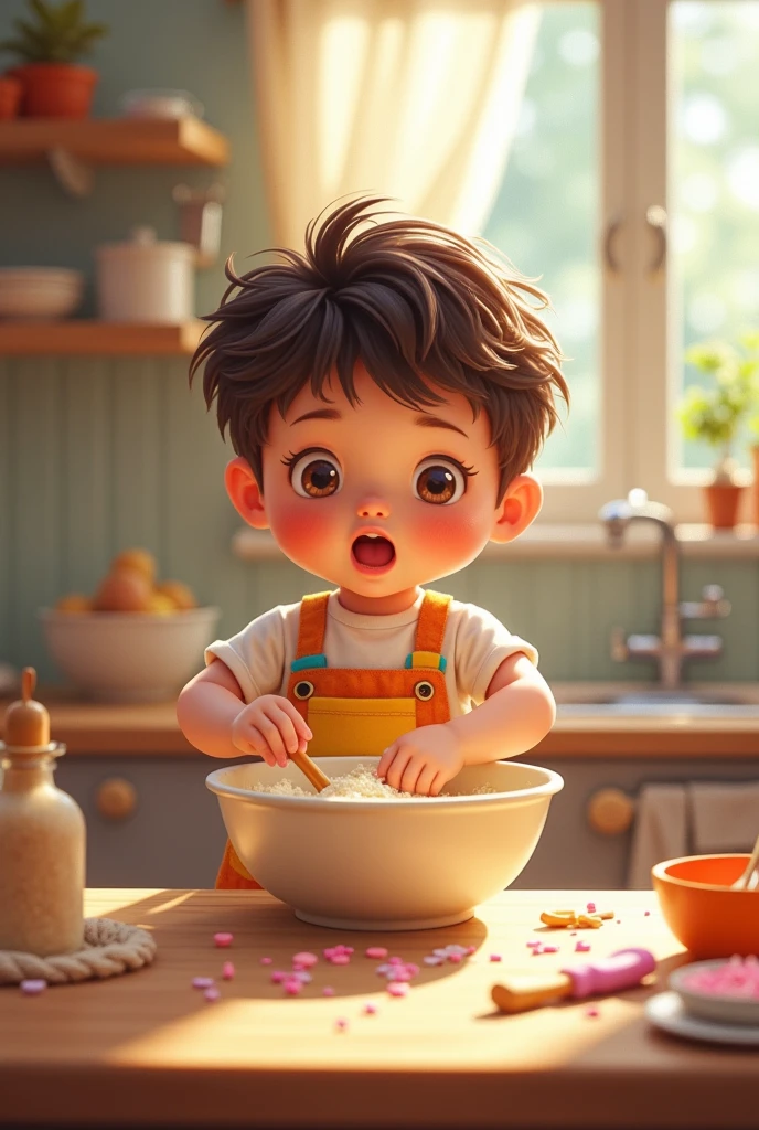 A child making a cake