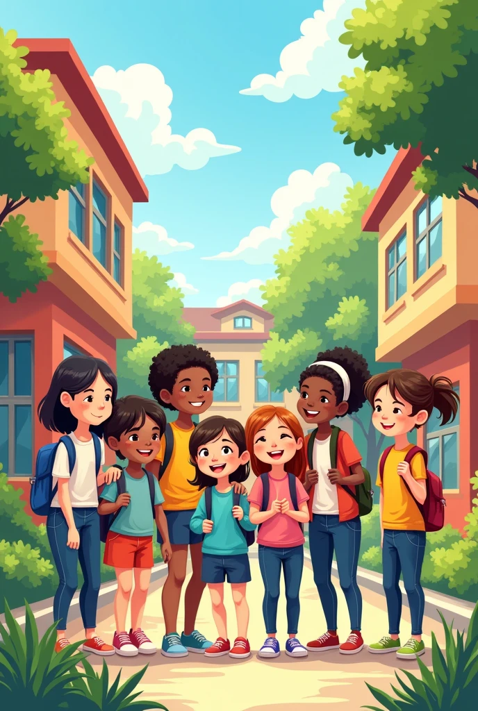 Drawing referring to school coexistence where everyone is happy and strengthens coexistence 