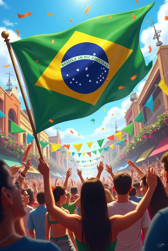 Image showing the Brazilian flag and a celebration