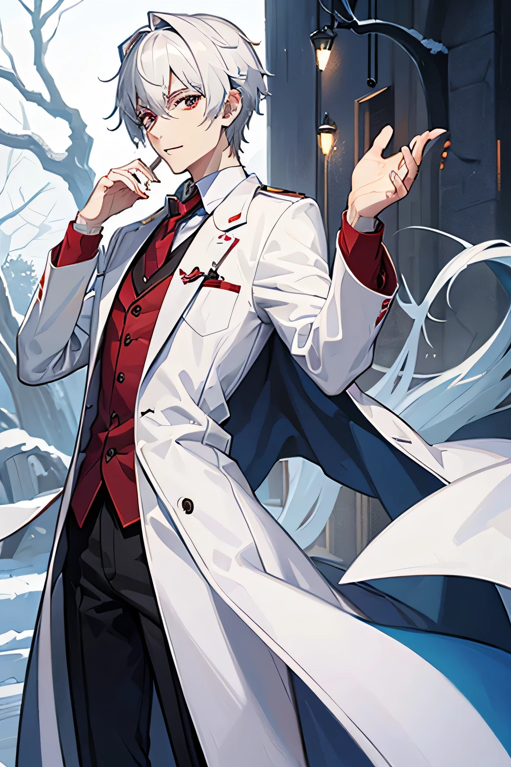 Vampire Doctor, wears a white coat and stethoscope. He is a vegetarian and an environmentalist. He likes to plant trees and recycle.. Let it be in anime format.
