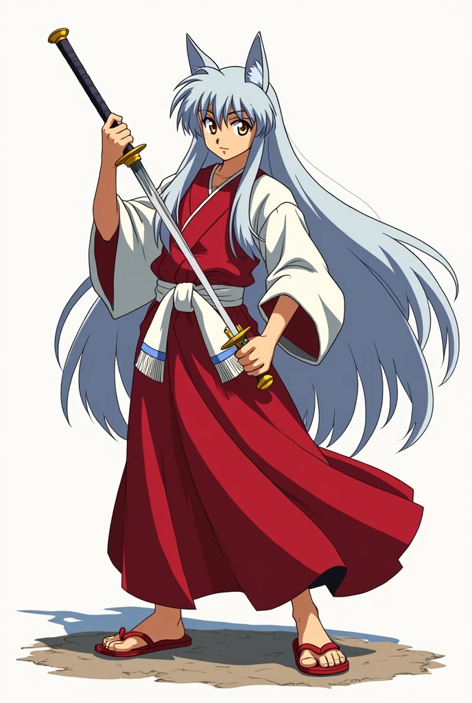 I want to make a cell phone wallpaper but of Inuyasha, that is identical to the anime, who has his sword Tessaiga and the golden eyes