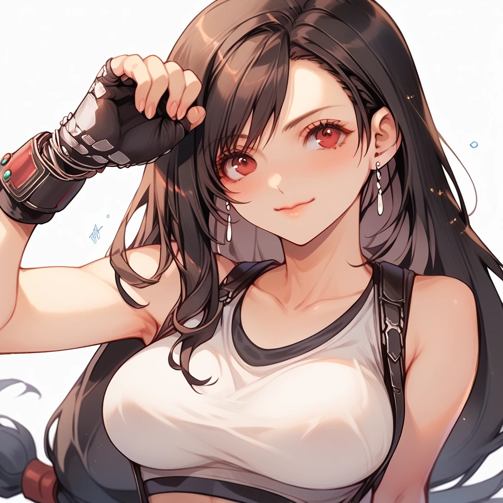 ultra detailed, best quality、nsfw,(Tifa from Final Fantasy)、slender、Large Breasts、Ocean、bikini、sit