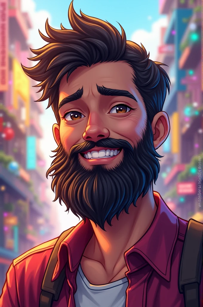 American,white,with anime style beard