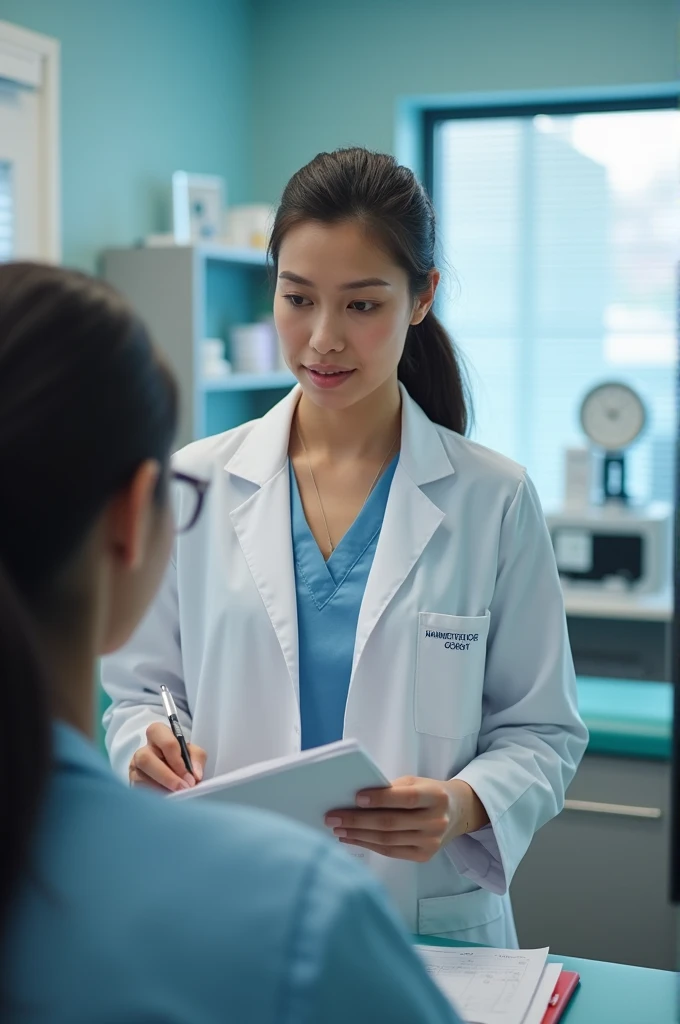 A doctor prescribing a gynecology 