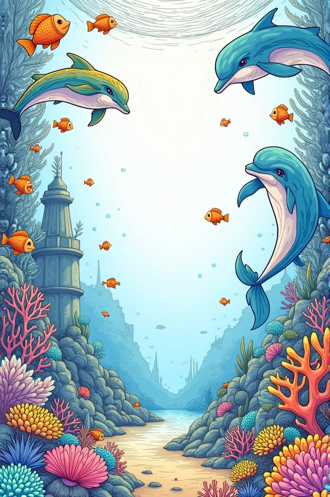 25-page coloring book with seabed theme 
