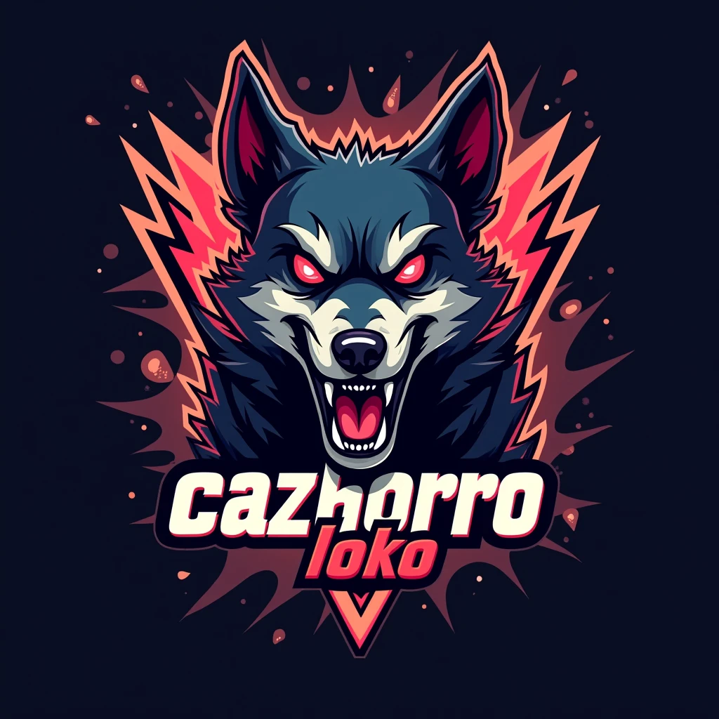 “High-quality, CS:GO themed logo design featuring a ‘crazy dog’ with a fierce, aggressive expression, incorporating elements from e-sports culture. The dog should have exaggerated, cartoonish features, like wild eyes and sharp teeth, embodying a “cachorro loko” persona. The text: “cachorro loko” should be bold and stylized to match the dynamic, intense energy of competitive gaming. The color palette should use vibrant, contrasting colors often seen in e-sports logos, with sharp lines and a modern, edgy aesthetic to appeal to a gaming audience.”