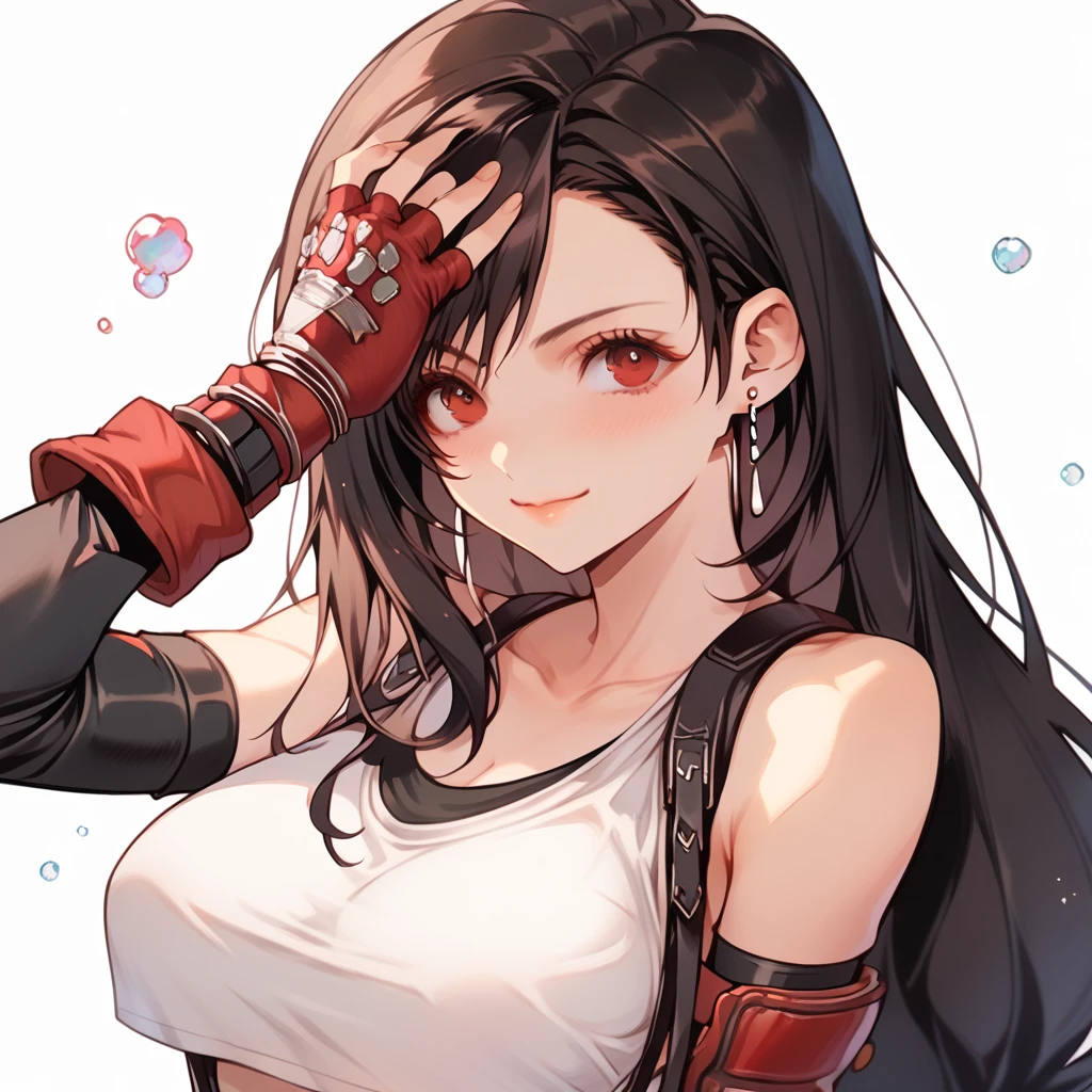 ultra detailed, best quality、nsfw,(Tifa from Final Fantasy)、slender、Large Breasts、Ocean、bikini、sit