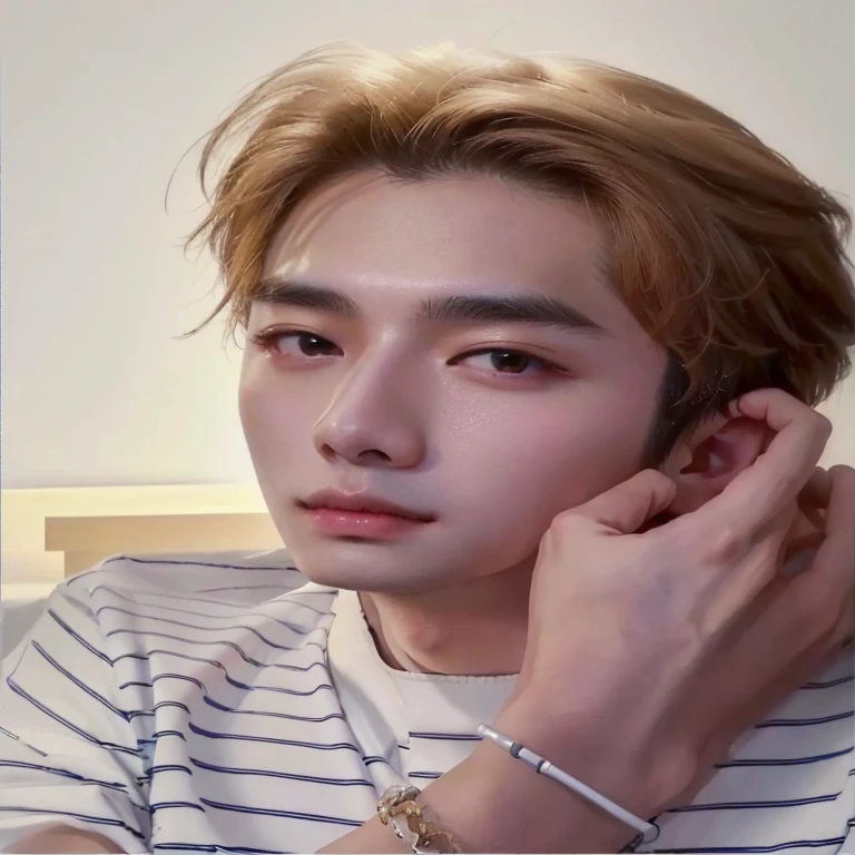 a close up of a person with a bracelet on their wrist, cai xukun, hyung tae, hsiao-ron, inspired by jeonseok lee, realistic. cheng yi, jinyoung shin, wan adorable korean face, taejune kim, headshot profile picture, sakimichan, hong june hyung, hyung tae kim, profile pic, portrait of kpop idol