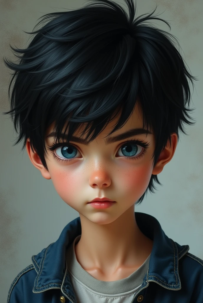 Model Black hair boy with blue eye