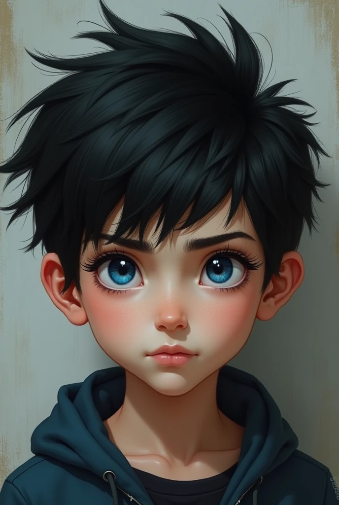 Model Black hair boy with blue eye