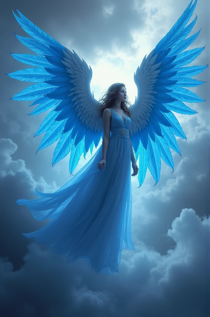 Seraph angel with 6 wings with blue color