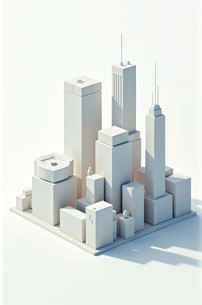 With 5 isometric cubes create 5 buildings