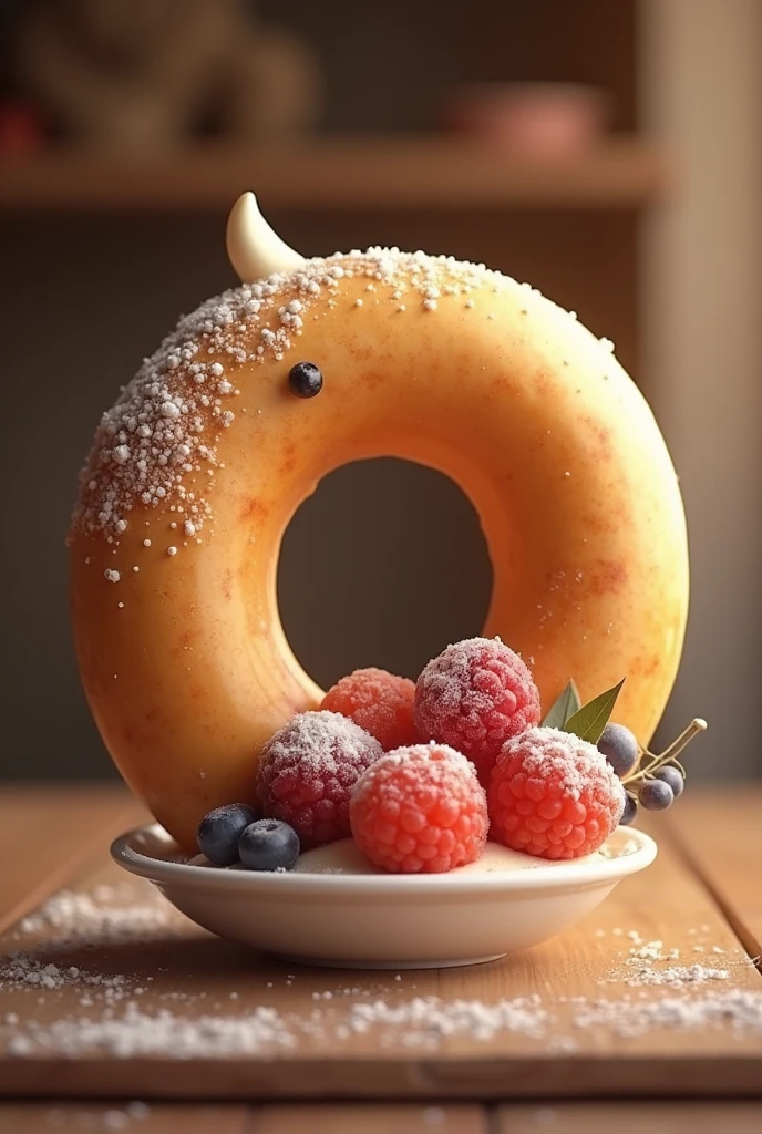 create a dessert pot in the shape of the letter O, for a logo, of the color that is appropriate for a bakery