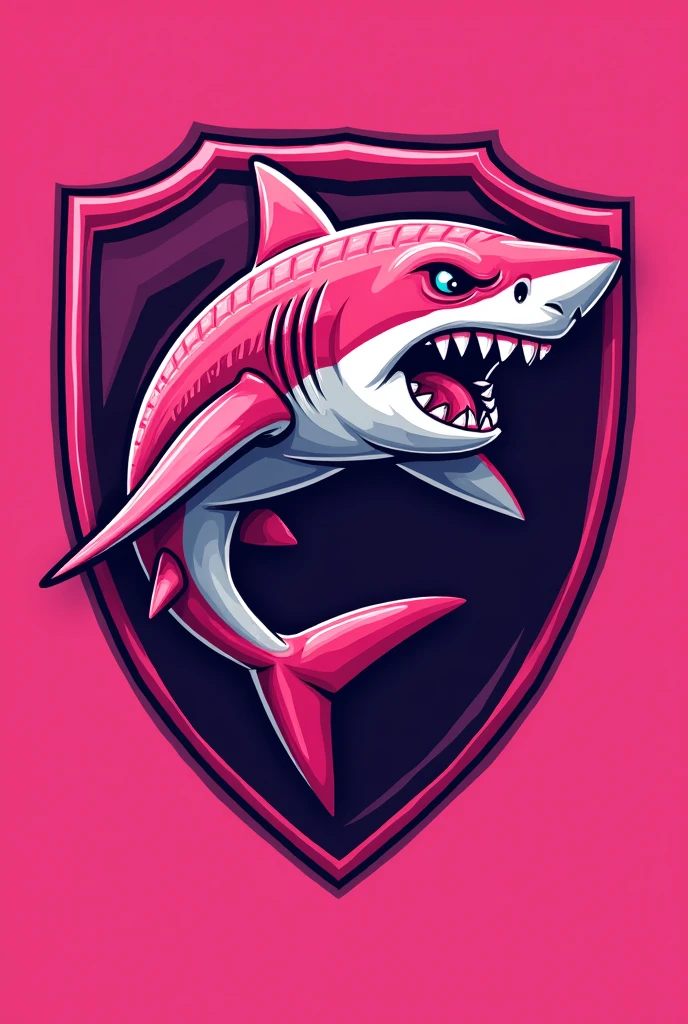 Create a pink club shield with a pink shark with number 3