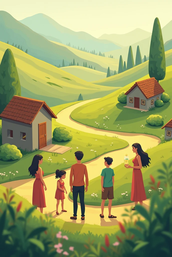 With 5 isometric figures make a rural landscape