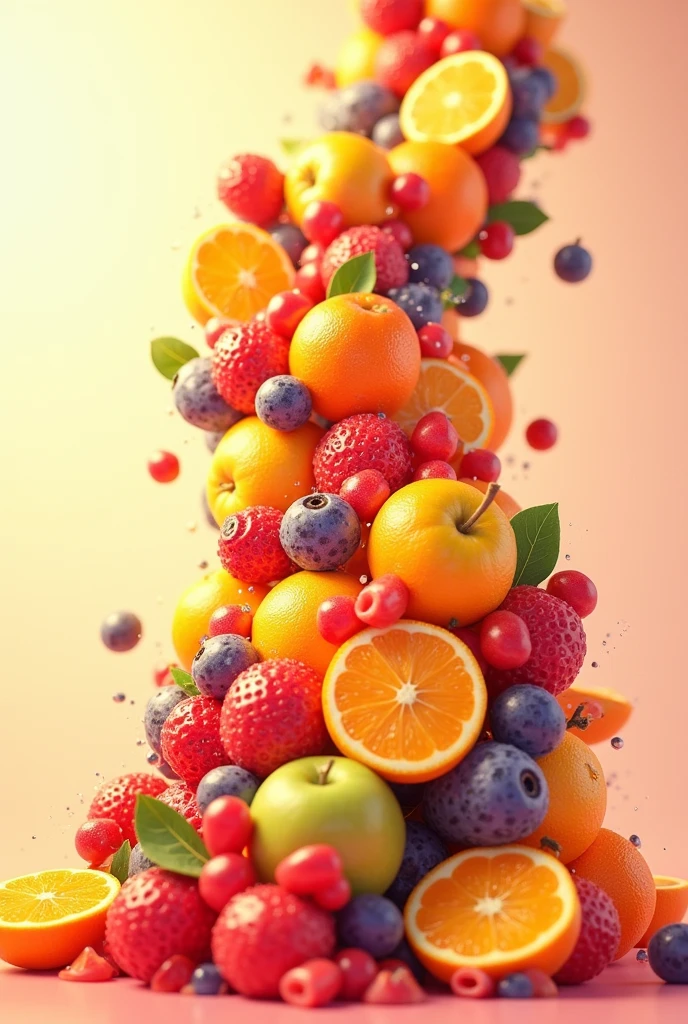 You can make an animated image as if the fruits from above were still being mixed.