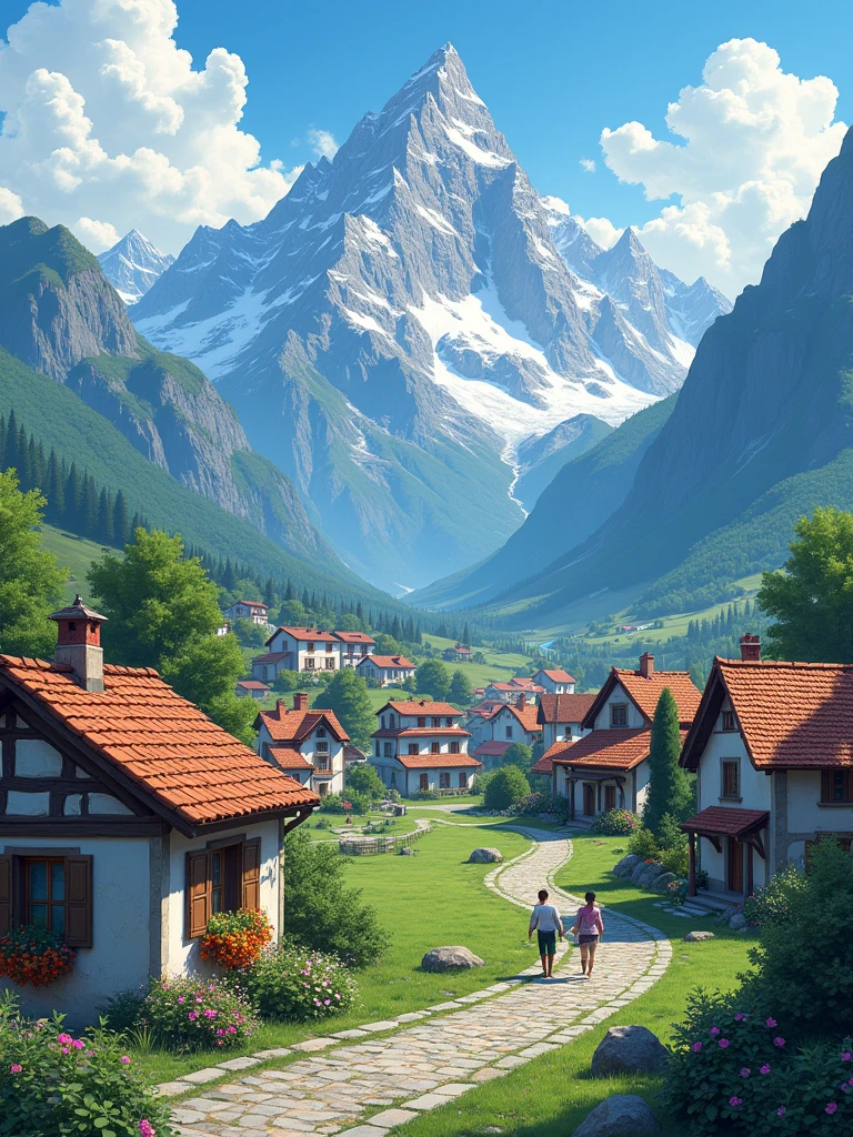 the picturesque village surrounded by mountains,