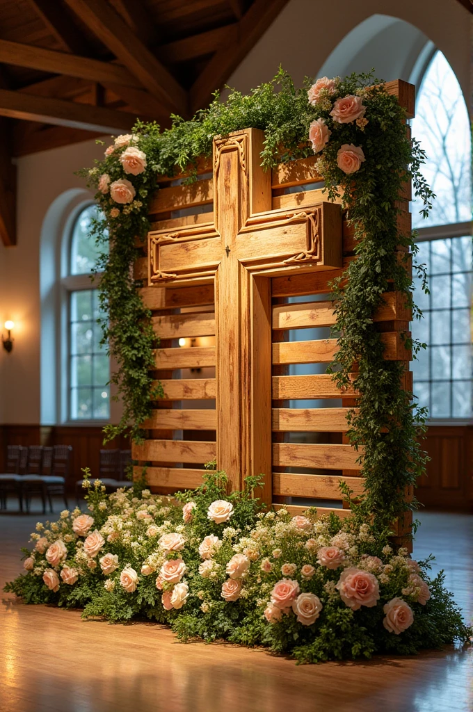 Large pallet decoration for Christian event