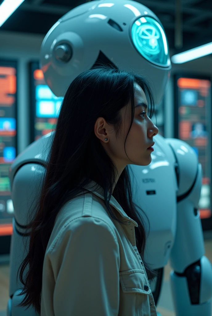 An artificial intelligence called echo created by mía that mía has black hair and is 30 years old and the artificial intelligence called hecho began to evolve quickly that is on a computer and mía mía surprised by the advances of hecho