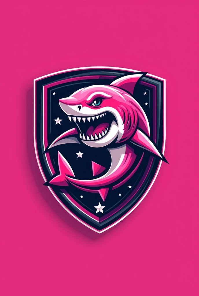 Create a pink club shield with a pink shark with number 3