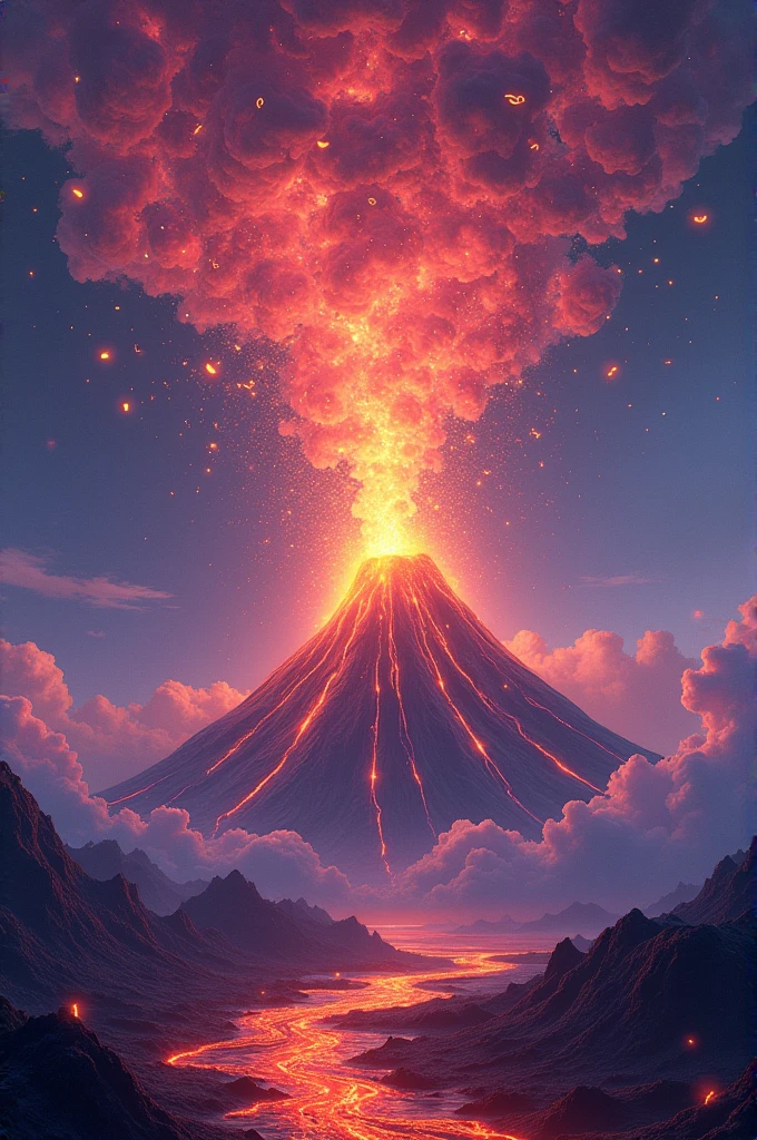 Create a volcano where musical notes come out