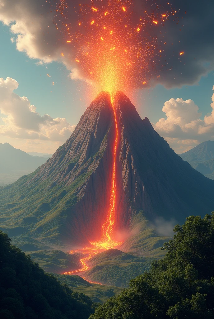 Create a volcano from which musical notes come out instead of lava
