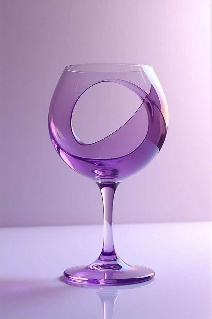 Create a dessert glass in the shape of the letter O, color lila
