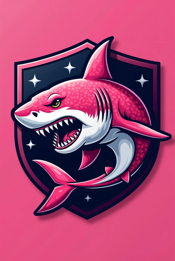 Create a pink club shield with a pink shark with number 3