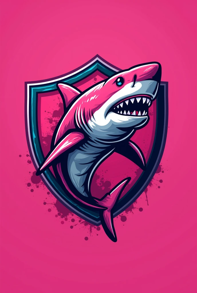 Create a pink club shield with a pink shark with number 3