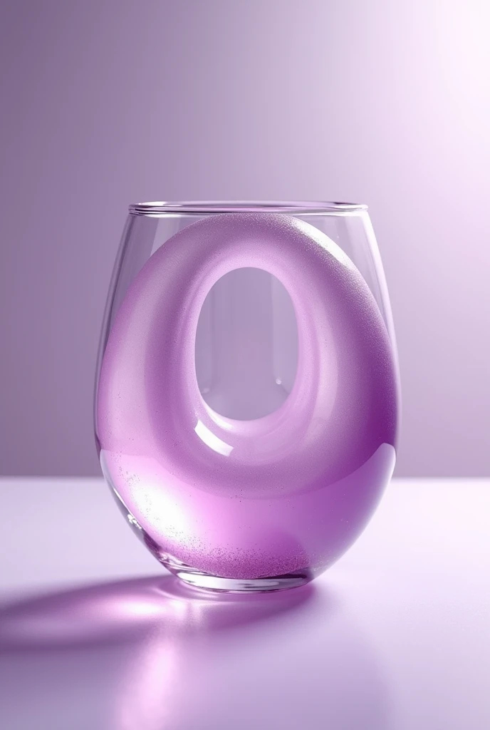 Create a dessert glass in the shape of the letter O, color lila
