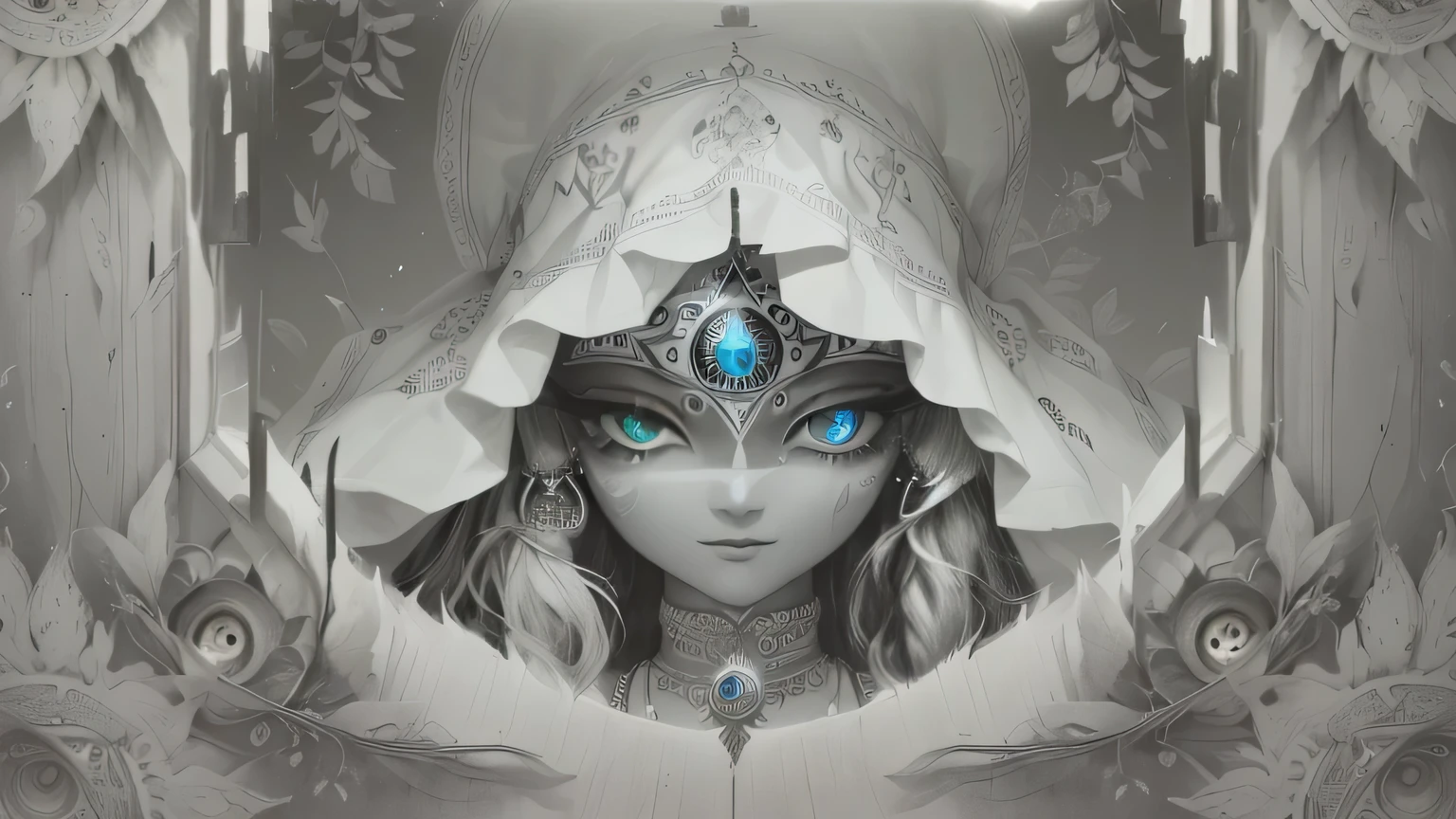 a close-up of a black and white photograph of a window, abrindo o third eye, wedjat eye, THE EYE THAT SEES EVERYTHING, Índia third eye tika, third eye no middle of the forehead, third eye, middle of the forehead, Hidden silver mask of full face, very grainy image, ( THE EYE THAT SEES EVERYTHING ), Índia tika third eye, vhs screenshot, THE EYE THAT SEES EVERYTHING