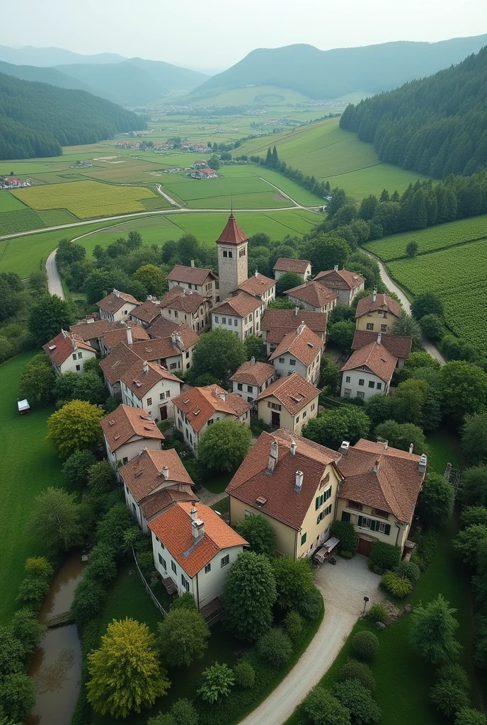 Image of a village taken with drone

