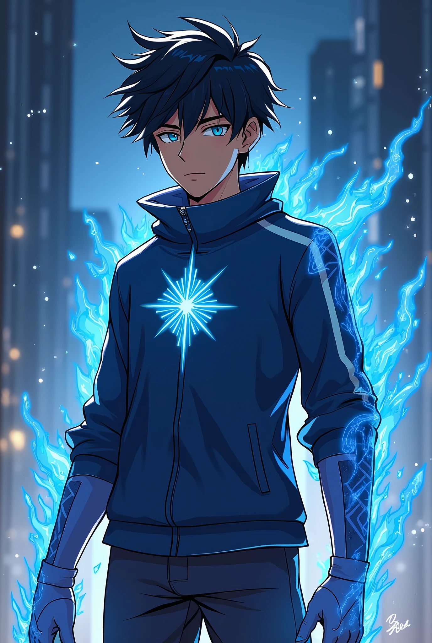 Yuto, an ordinary teenager, sees his life turned upside down when he discovers that he is the son of a powerful alien warrior who came to Earth in search of a new home. After the mysterious death of his father, Yuto inherits his powers, which include bursts of energy, Super strength, flight and super speed. sada, He must learn to control these abilities while dealing with enemies who want to destroy him and the truth about his father&#39;s origins..Main Tangle:1. Discovery of Powers:Yuto always knew there was something different about his father., a mysterious man who spoke little about his past. After the sudden death of his father under strange circumstances, Yuto begins to notice changes in himself. He goes through a phase of denial and confusion., but soon discovers that he has incredible powers. At first, he struggles to control them, causing chaos around you, which forces him to live in secret.2. Revelation of the Truth:As you investigate further into your father&#39;s death, Yuto discovers a hidden device, left to him as an inheritance. This device contains a holographic message from your father., revealing that he came from a distant planet called Aetherion. His father was one of the last warriors of the ancient Star Guardian line., an elite of intergalactic protectors. Your planet was destroyed by an evil force known as Oblivion, who now seeks to exterminate the survivors of this lineage to dominate the universe.3. Threats and Enemies:Yuto is attacked by a secret organization on Earth that is in collusion with Oblivion.. They aim to capture him to extract his powers and, Thus, bring the destructive force to the planet. Yuto, still inexperienced, almost gets caught, but is saved by Luna, a girl from his school who reveals herself to be a descendant of an ancient order of Earth protectors, connoisseurs of the Star Guardians. She becomes your ally and mentor, helping him understand his powers and the responsibility they entail.4. Learning Journey:Y