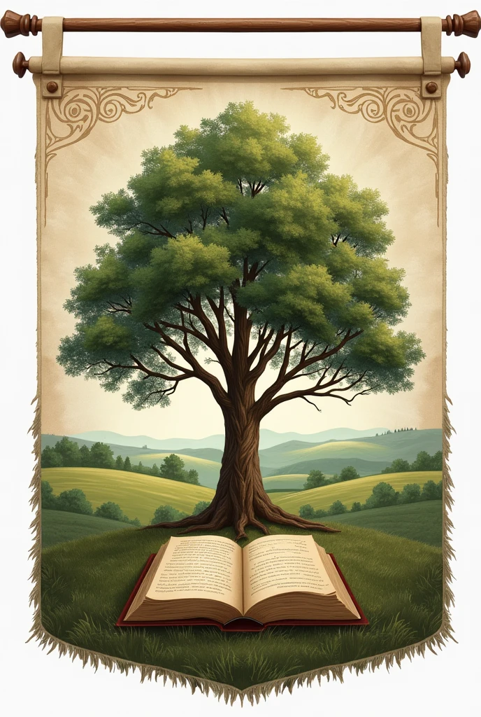 Create a Country School Flag With a Tree and a Book
