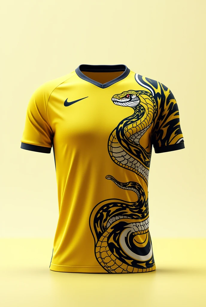 Create an image of an interclass shirt Team name Torra-Torra FC With a snake Color yellow and white