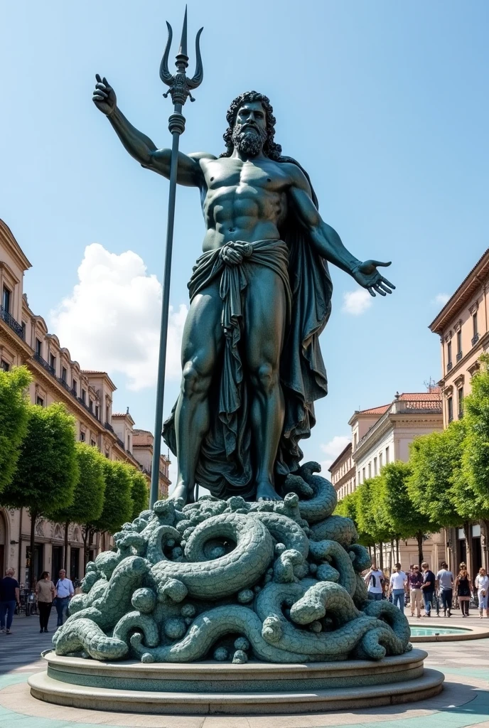 Make a drawing of the statue of Neptune located in Gran Canaria