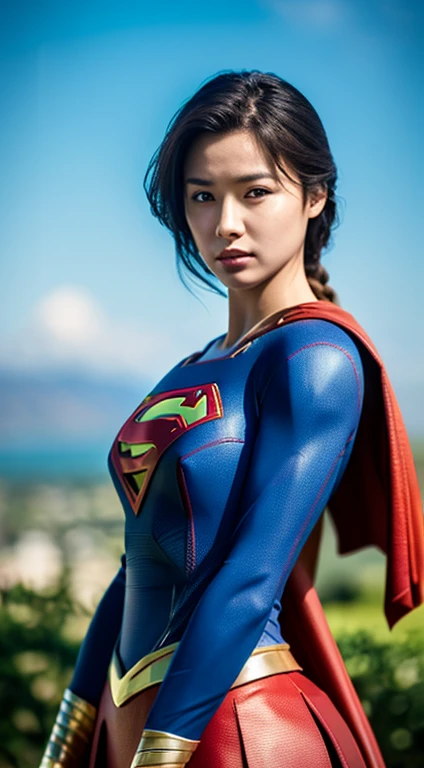 1girl in, Beautiful Hawaiian Woman,((Supergirl Suit)),(sleeveless)，A sexy， superman logo,  full-shot, Standing Pose, looking at the viewers,Hawaiian Landscape,the beach，Detailed background,Photorealsitic、a picture、​masterpiece、reallistic、Reality、photorealisim、High contrast、Photorealistic Art Station Trending Digital Art 8k HD High Definition and Detailed Realistic, detaileds, Skin Texture, Ultra-detail, realistic skin textures, armature, top-quality, 超A high resolution, (Photorealsitic:1.4),, hight resolution, detaileds, Raw foto, Sharp Re, Nikon D850 Film Stock Photo by Lee Jefferies 4 Kodak Portra 400 Camera F1.6 lenses rich colors hyper realistic lifelike textures dramatic lighting unreal engine artstation trends synestil 800,