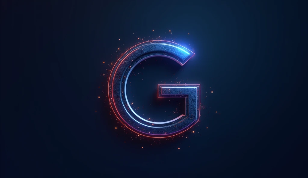 Create a modern and sleek logo that prominently features the letter 'G' as the central element. The design should embody the concept of Artificial Intelligence (AI) through futuristic and technological elements. The 'G' should be stylized to resemble digital circuits or neural networks, with clean lines and a sense of innovation. Incorporate subtle gradients or metallic tones to give it a cutting-edge, high-tech feel. The overall design should be minimalistic, professional, and suitable for a brand in the AI industry. blue and glod colors
