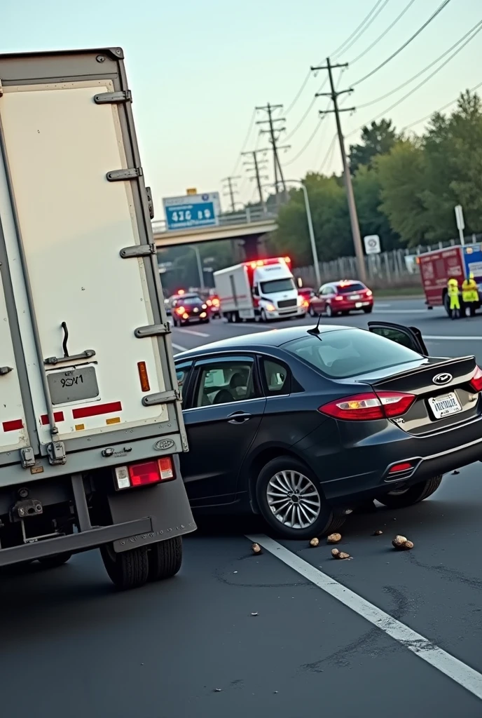 Find a photo of a March rear-ended on the road