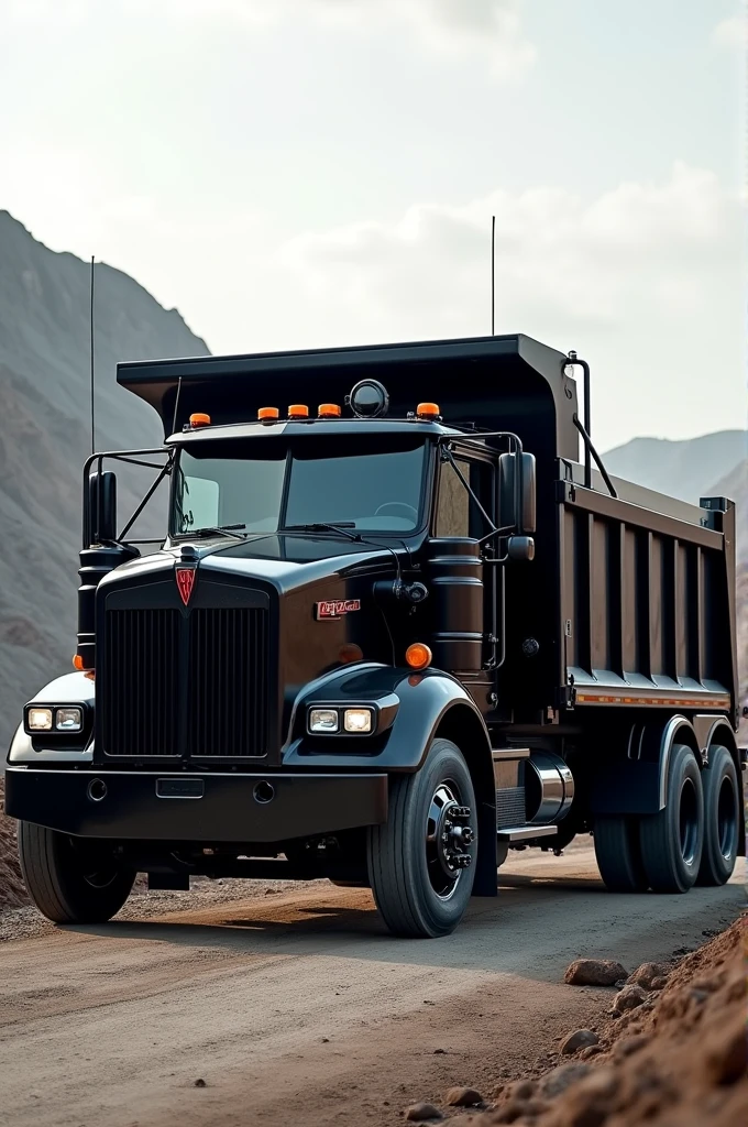 Camion kenworth w900 color negro con cama de volteo