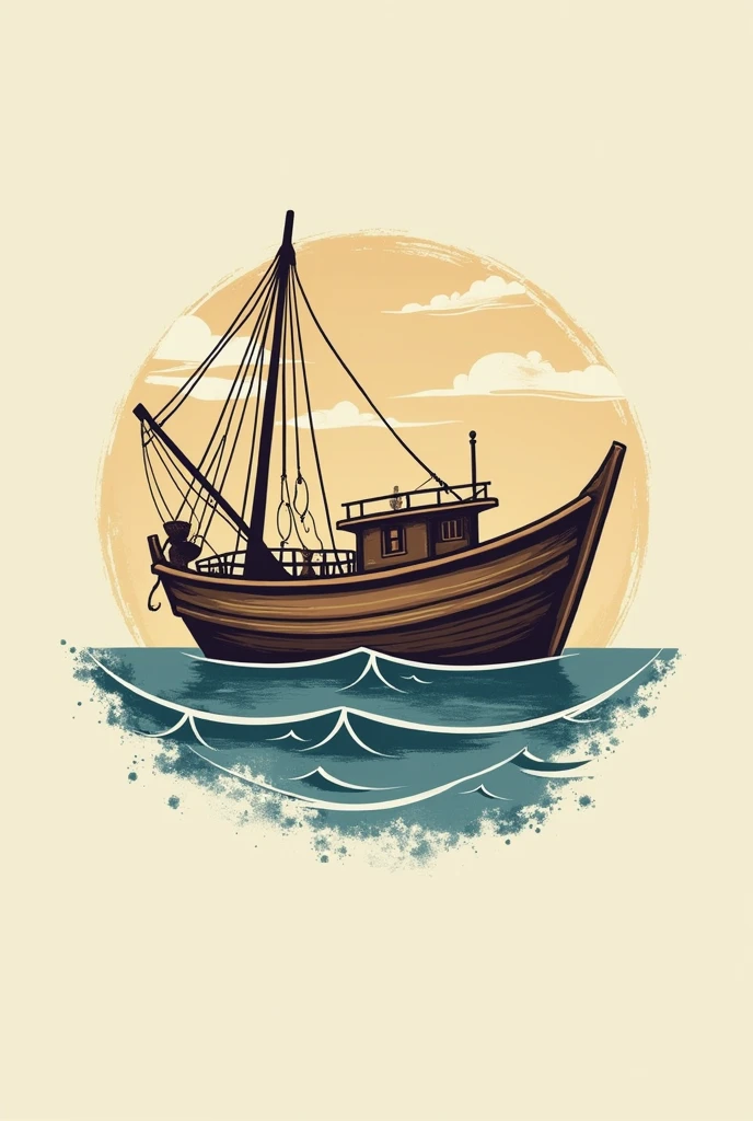 Create a logo type:Visual style: Rustic, authentic, with a touch of nostalgia, but maintaining a modern appeal.
Colors: Deep blue (representing the sea), sand/beige tones (representing the beach), and brown or gray accents (referring to fishing nets and wooden buildings).
Graphic Elements:
Traditional fishing boat: Can be stylized in a simple way, representing the typical boats used by local fishermen.
Fishing net: A subtle icon of a net can be integrated into the design, symbolizing the main activity of the village.
Chalets: Can represent the village and the inn.
Fish: To reinforce the connection with the sea.