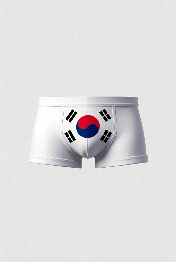 Believe me, a boxer brief, just a white boxer brief that has the Korean flag in the middle but the garment is alone and does not have any person on it.