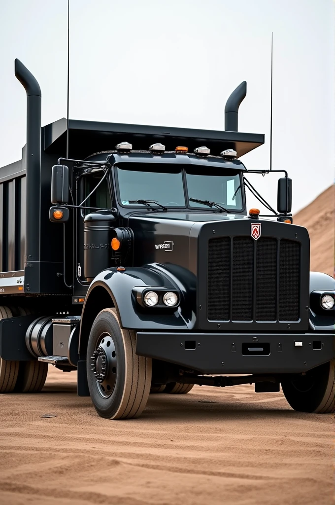 Camion kenworth w900 color negro con cama arenera
