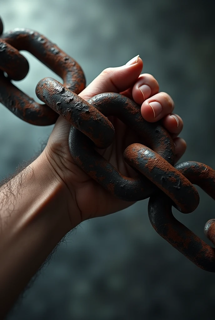 Hand breaking a chain