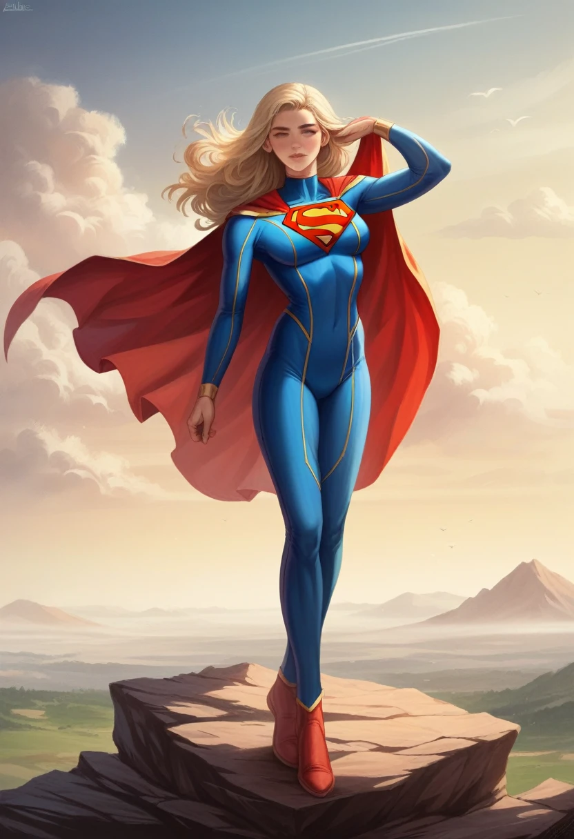 1girl in, Beautiful Vietnamese woman,((Supergirl Suit)), superman logo, A darK-haired, Slim body,full-shot, Standing Pose, looking at the viewers,Landscape of Vietnam,Countryside of Vietnam,(morning glow), Foggy,Detailed background,Photorealsitic、a picture、masterpiece、reallistic、Reality、photorealisim、High contrast、Photorealistic Art Station Trending Digital Art 8k HD High Definition and Detailed Realistic, detaileds, Skin Texture, Ultra-detail, realistic skin textures, armature, top-quality, 超A high resolution, (Photorealsitic:1.4),, hight resolution, detaileds, Raw foto, Sharp Re, Nikon D850 Film Stock Photo by Lee Jefferies 4 Kodak Portra 400 Camera F1.6 lenses rich colors hyper realistic lifelike textures dramatic lighting unreal engine artstation trends synestil 800,
