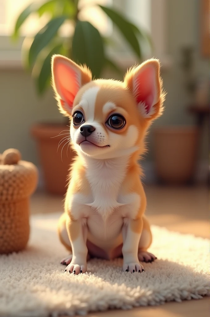 Create a small Chihuahua dog with a brown spot 