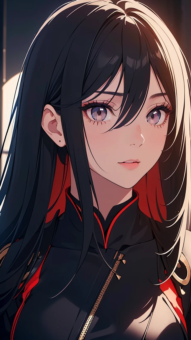 Girl1,( long black hair,Long eyelashes),(white eye shadow),full body, (short black dress,red waist belt),(Highly detailed CG,module,8K wallpapers)،(Highest quality, high resolution, beautiful lighting, realistic shadow, high resolution)،(Detailed skin, highly detailed, detailed faces and eyes, realistic eyes)