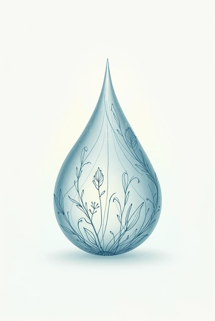 I want a drop of water formed by the Lines of drawings of plants
