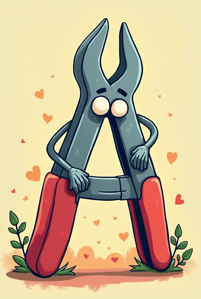 A drawing of pliers forming the letter AA Cartoon